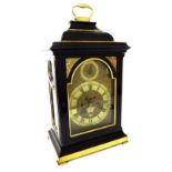 Good English ebonised original verge bracket clock, the movement with engraved back plate striking