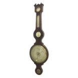 Mahogany five glass banjo barometer signed S. Sordelli, London, the principal 10" silvered dial