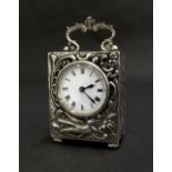 Fine small silver cased carriage timepiece, hallmarked for William Comyns & Son Limited, London