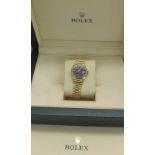 Rolex Oyster Perpetual Date 18ct lady's bracelet watch, ref. 6517, circa 1975, the blue dial with