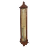 Admiral Fitzroy barometer, within an oak glazed case carved with foliage