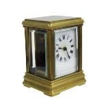 Miniature carriage clock timepiece within a gorge brass case, 3" high