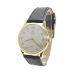 Omega 9ct gentleman's wristwatch, movement serial no. 12619964, circa 1951, silvered dial with