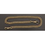 Good 9ct rose gold curb link Albert chain with two 9ct clasps, 51.7gm, 16.25'' long approx