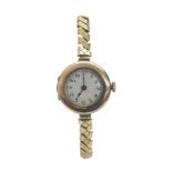 Rolex 9ct lady's bracelet watch, import hallmarks London 1908, circular silvered dial with Arabic