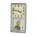 Electrique Brillie wall clock, the 7.5" square cream dial within a bevelled glazed steel case with