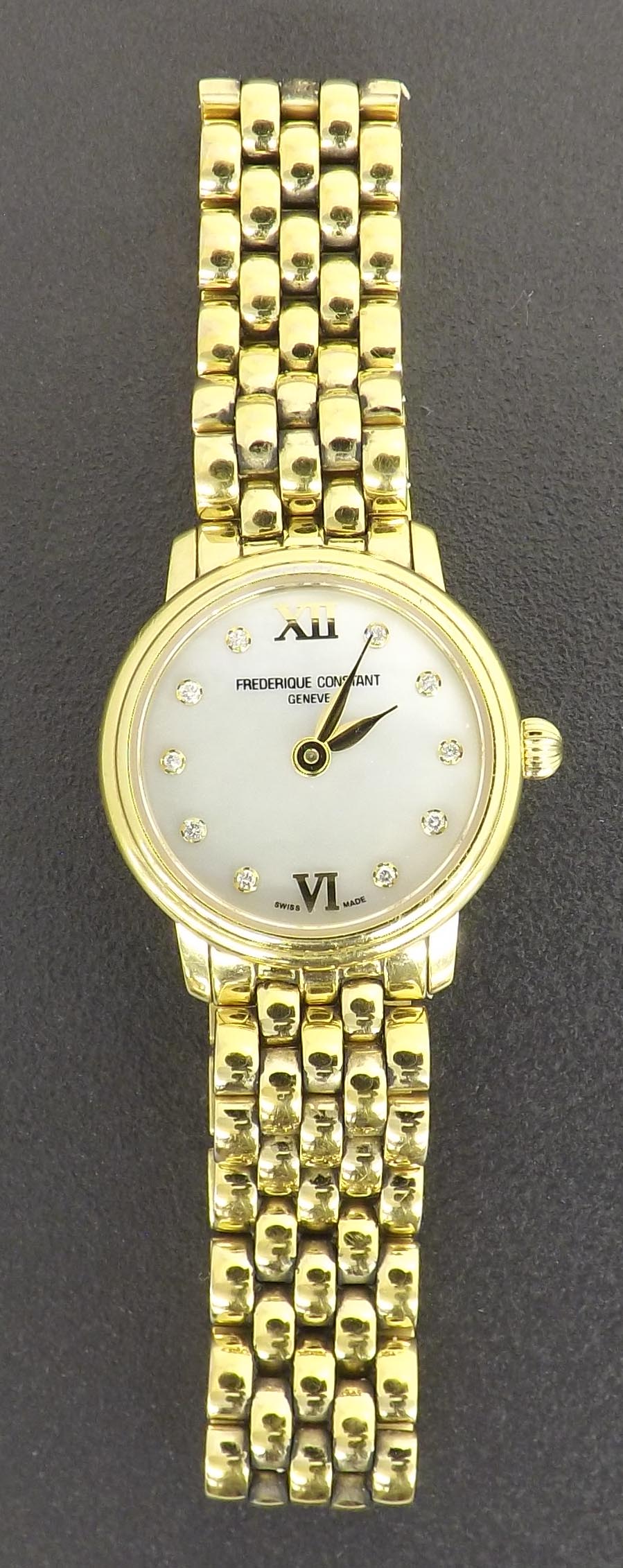 Frederique Constant Geneve Classic gold plated diamond set lady's bracelet watch, ref. FC 200/ - Image 2 of 3