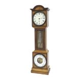 Miniature satin walnut and rosewood crossbanded longcase clock compendium, the 3.25" cream dial