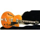 Peerless Electra hollow body electric guitar, made in Korea, orange finish, electrics in working