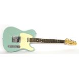 Squier by Fender Affinity series Telecaster electric guitar, pale blue finish with various