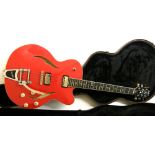 Hofner Contemporary Series HVSC-RD hollow body electric guitar, signed by Hubert Kaa to the label,