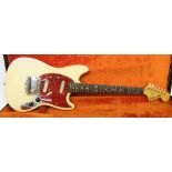 1966 Fender Mustang electric guitar, made in USA, ser. no. 1xxxx2, blonde finish with typical wear