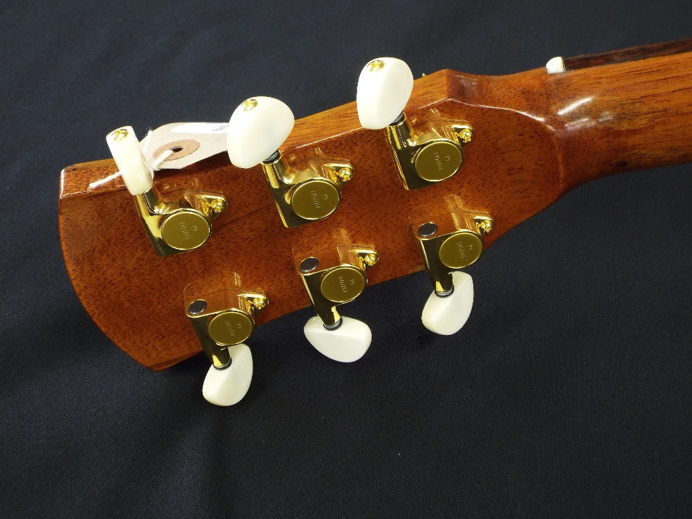 1996 John Hullah OM size guitar, no. 626, with reclaimed mahogany back and sides and red western - Image 6 of 8