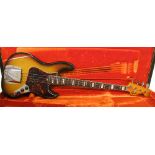 1972 Fender Jazz Bass guitar, made in USA, ser. no. 3xxxx4, neck date November 1972, sunburst finish