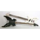 Silvertone Paul Stanley of Kiss Apocalypse bass guitar, metallic black bound finish, Duncan designed