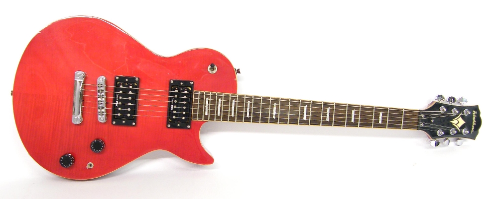 Washburn Winpro electric guitar, quilted red finish with some light wear, electrics in working