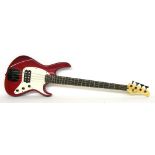 Cort G Series GB44 bass guitar, red finish with minor surface wear, electrics in working order, hard