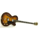 1963 Hofner President bass guitar, sunburst finish with lacquer checking and other light wear, heavy