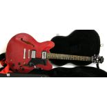 Epiphone Dot hollow body electric guitar, ser. no. DW05xxxxx9, cherry finish with very light wear,