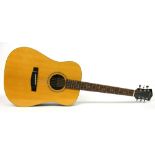 Harmony H6850N acoustic guitar, made in Korea, mahogany back and sides and natural top with minor