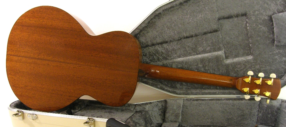 1996 John Hullah OM size guitar, no. 626, with reclaimed mahogany back and sides and red western - Image 2 of 8