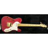 Squier by Fender Pro Tone Series Thinline Telecaster electric guitar, crafted in Korea, red finish