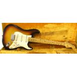 1958 Fender Stratocaster electric guitar, made in USA, ser. no. 2xxx6, three-tone sunburst finish,