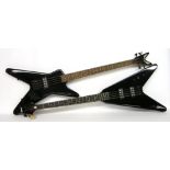 Dean ML bass guitar, black finish, soft case; together with a Flying V bass guitar, black finish,