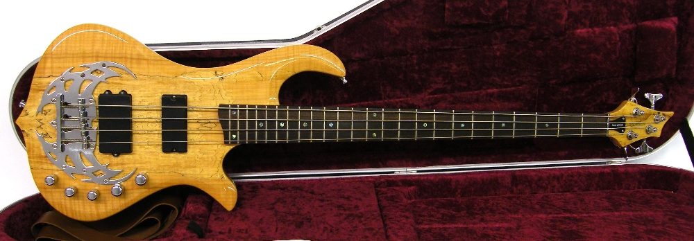 Traben Array Limited bass guitar, spalted maple finish, electrics in working order, Hiscox hard