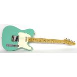 Custom built Telecaster style electric guitar, comprising pale blue bound custom type body, a 21