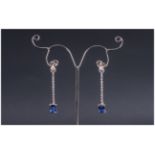 AAA Tanzanite and Diamond Drop Earrings,