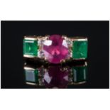 A Fine 18ct Gold Set Ruby & Emerald Ring