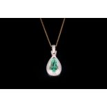 A Ladies Very Fine Pear Shaped Emerald &