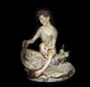 Capodimonte Signed Figure of a Fisherboy