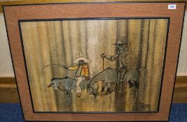 Paynton Hessian Framed Picture Depicting