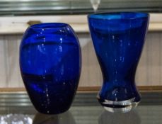 2 Blue vases, Tallest 8 Inches