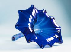 Studio Glass Blue Horn, 10 Inches In Len