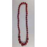 Cherry Amber Graduated Bead Necklace, Le