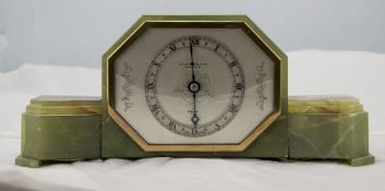 Art Deco Elliott Onyx Cased Mantel Clock, Stamped Ollivant and Botsford with 8 Day Movement. 4.