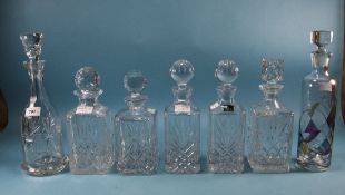 Collection Of Cut Glass Decanters, Various Sizes,