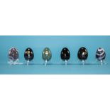 An Interesting Set of Six Egg Shaped Hand Ground and Polished Mineral Large Stone,