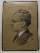 Original Sketch by Roy - Portrait Artist and Press Cartoonist. Self Portrait charcoal on paper and