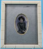 Portrait Miniature, Early To Mid 20thC, Depicting A Victorian Lady, 3½ x 2½ Inches, Piano Key Frame.