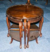 Late 19th/Early 20thC Mahogany Nest Of Tables Shaped Circular Top With Pie Crust Border Raised On 4