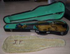 20thC Factory Made Violin in case with bow