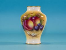 Royal Worcester Signed Hand Painted Vase ' Fallen Fruits ' Signed H. Ayrton. Date 1933. Height 4.