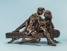 R Cameron Modern Bronzed Resin Sculpture Depicting A Sensual Couple,