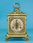 A Mid 20thC Brass Carriage Style Mantel Clock, 8 day fusee driven,