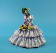 Royal Doulton - Early and Rare Colour way Figure ' Day Dreams ' Green and Pink Hat HN1732.