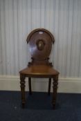 Victorian Mahogany Hall Chair, Shaped Oval Back,